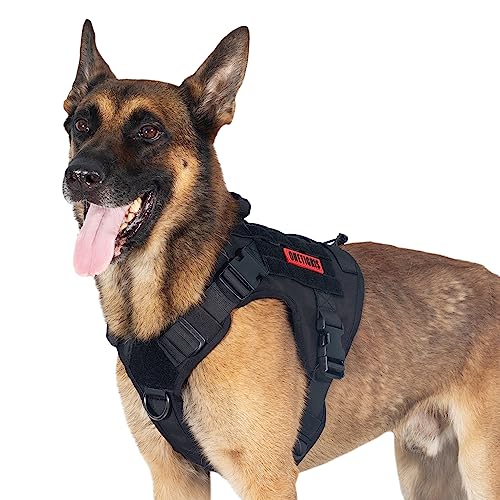 OneTigris Taktische Hundeweste Service Hundegeschirr MOLLE Hundeausbildung Geschirr 1000D Nylon (XL, Schwarz) von OneTigris