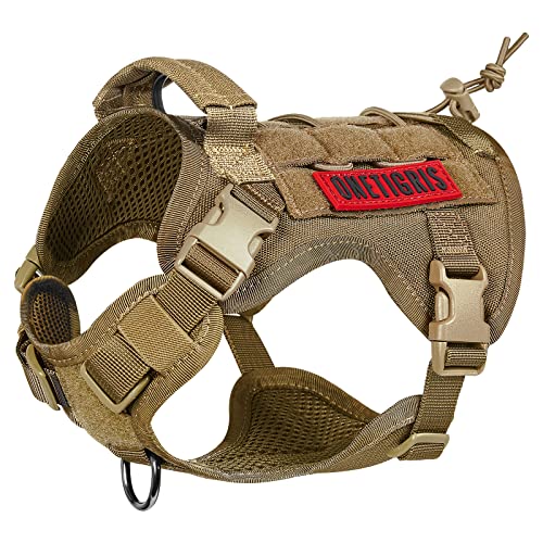 OneTigris Hundegeschirr FIRE Watcher Taktische Hundeweste MOLLE Hundeausbildung Service Hunde Geschirr 1000D Nylon (S, Braun) von OneTigris