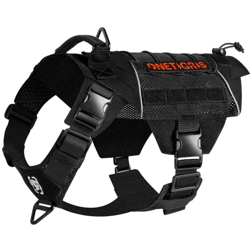 OneTigris X Commander Taktisches Hundegeschirr, Air Mesh Brustgeschirr Hund mit 1 Komfortgriff und 2 Metall-D-Ring, Hochpräzises Laserschneiden Langlebig Nylon Geschirr Hund mit Reflektierenden von OneTigris