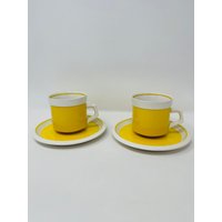 Mikasa Tasse Und Untertasse Sets - Vintage Gelb Kaffee Teetasse Set Japan C7300 D5350 Ofen To Table Keramik von OneVintageJunky