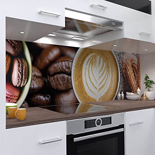 OneWheel, selbstklebende Küchenrückwand, 80x60 cm harte PVC Folie, Wandtattoo für Fliesenspiegel Design Kaffeebohnen Braun, Motiv: Kaffeepause von OneWheel