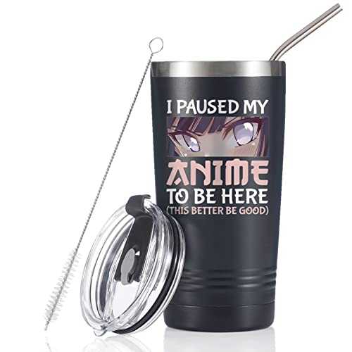 Onebttl Anime Geschenke für Männer, Frauen, Jungen – 590 ml doppelwandige, vakuumisolierte Edelstahl-Becher – Kawaii-Geschenke für Anime-Liebhaber – Pausiert von Onebttl