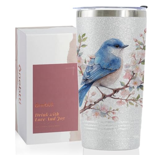 Onebttl Bluebird Gifts for Women, Insulated 590.0 g Stainless Steel Glitter Tumbler with Lid von Onebttl