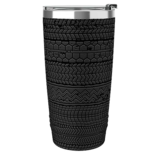 Onebttl Car Guy Gifts for Men Women Tumbler - 20oz/590ml Double Wall Vacuum Insulated Stainless Steel Travel Tumbler Cups with Lid & Straw - Car Lovers or enthusiast Gift - Tire Marks von Onebttl