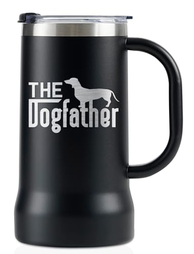 Onebttl Dackel-Geschenke für Männer, Hundeliebhaber, Hunde-Onwer, Edelstahl-Bierkrug mit Deckel, 680 ml, Schwarz Onebttl Dackel-Geschenke für Männer, Hundeliebhaber, Hunde-Onwer, Edelstahl-Bierkrug mit Deckel, 680 ml, Schwarz von Onebttl