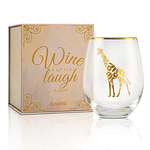 Onebttl Einzigartige Giraffen-Geschenke – Ethnische Mandala-Giraffen-Weinglas ohne Stiel, ideal für Giraffenliebhaber, perfekt mit Rotwein, Feiern, Einweihungsfeiern von Onebttl