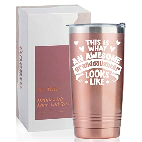 Onebttl Geschenkbecher für Enkelin, 590 ml, Kaffeetasse mit Deckel, tolles Geschenk für Enkelin zum Geburtstag und zu Weihnachten von Onebttl