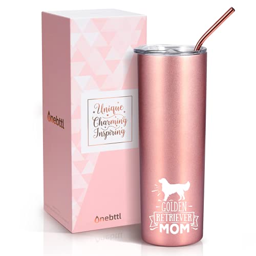 Onebttl Golden Retriever Mom-Geschenke, Skinny Tumbler für Golden Retriever-Liebhaber, Frauen, Mädchen, Hundeliebhaber und Hundemutter, 590 ml, Roségold von Onebttl