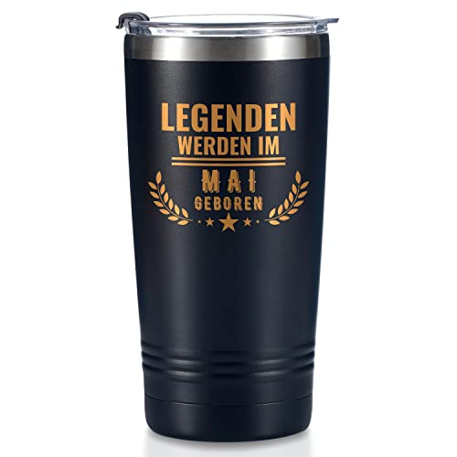 Onebttl Lustige Geburtstagsgeschenk für Männer, Ihn, Freund, Mitarbeiter, Ehemann, Vater, Sohn - Thermobecher 590 ml, Kaffeebecher mit Deckel, Schwarz, Legenden Werden im Mai Geboren von Onebttl