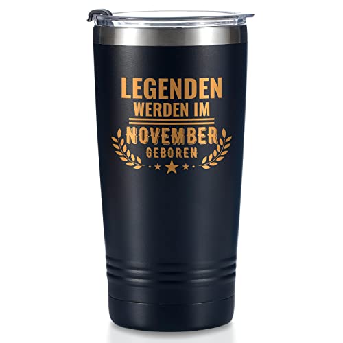 Onebttl Lustige Geburtstagsgeschenk für Männer, Ihn, Freund, Mitarbeiter, Ehemann, Vater, Sohn - Thermobecher 590 ml, Kaffeebecher mit Deckel, Schwarz, Legenden Werden im November Geboren von Onebttl