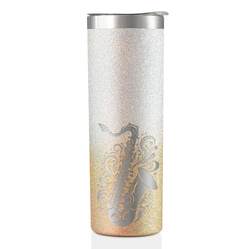 Onebttl Saxophon-Geschenke, schmaler Becher mit Deckel und Strohhalm, 590 ml Onebttl Saxophon-Geschenke, schmaler Becher mit Deckel und Strohhalm, 590 ml von Onebttl