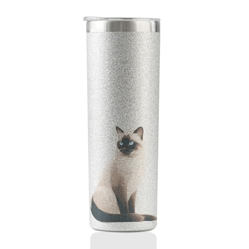 Onebttl Siamase Cat Gifts, Trinkglas mit Deckel und Strohhalm, 590 ml Onebttl Siamase Cat Gifts, Trinkglas mit Deckel und Strohhalm, 590 ml von Onebttl
