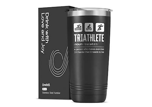 Onebttl Triathlon-Geschenke für Männer, 590 ml, Triathleten-Geschenke, Edelstahlbecher mit Deckel, doppelwandig, vakuumisoliert, Reise-Kaffeetasse von Onebttl