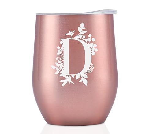 Thermobecher Personalisiert, Geburtstagsgeschenk für Frauen, Personalisierte Geschenke Für Freundin, Schwester, Mütter, Tochter, Tante - Kaffeetasse 340 ml, Kaffeebecher mit Deckel, Roségold, D von Onebttl