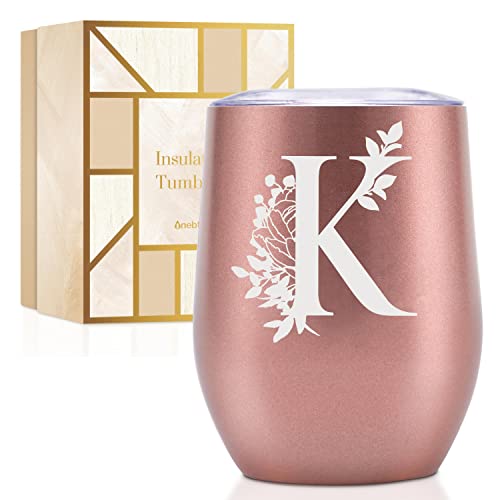 Thermobecher Personalisiert, Geburtstagsgeschenk für Frauen, Personalisierte Geschenke Für Freundin, Schwester, Mütter, Tochter, Tante - Kaffeetasse 340 ml, Kaffeebecher mit Deckel, Roségold, K von Onebttl