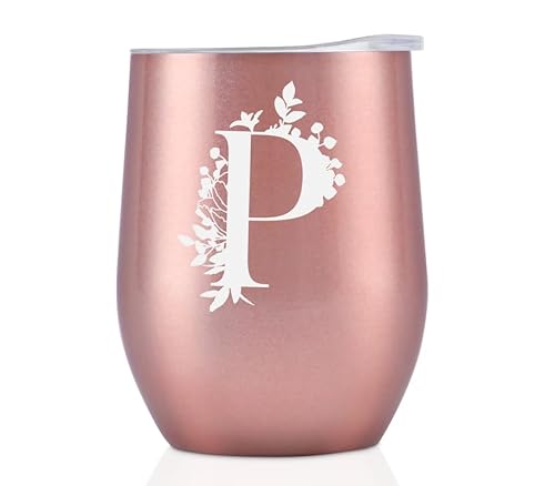 Thermobecher Personalisiert, Geburtstagsgeschenk für Frauen, Personalisierte Geschenke Für Freundin, Schwester, Mütter, Tochter, Tante - Kaffeetasse 340 ml, Kaffeebecher mit Deckel, Roségold, P von Onebttl