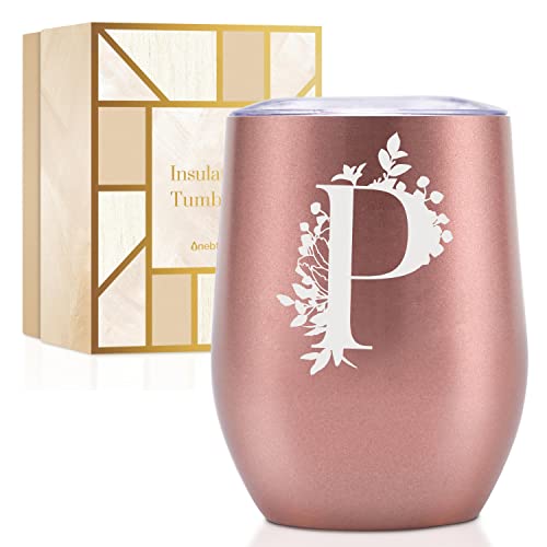 Thermobecher Personalisiert, Geburtstagsgeschenk für Frauen, Personalisierte Geschenke Für Freundin, Schwester, Mütter, Tochter, Tante - Kaffeetasse 340 ml, Kaffeebecher mit Deckel, Roségold, P von Onebttl