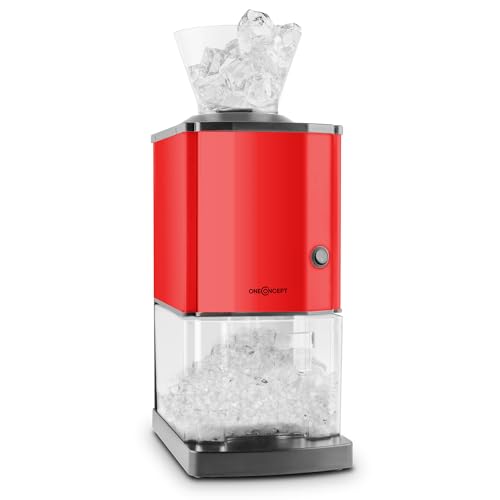 OneConcept Crushed Ice Maschine, Schneller Crushed Ice Maker mit Auffangschale, Eiscrusher Elektrisch mit 3,5L Fassungsvermögen, Tragbare Eiscrusher Maschine, Crushed Ice-Maschinen für 15kg/h von Oneconcept