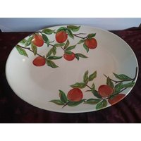 Keramik Scheunen Handbemalt Obst Oval Servierplatte Tablett Riesig 21 1/4" X 16 1/2" von Onegirlonthego