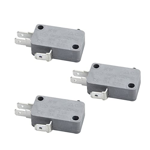 Onehertom 3 Stück KW3A-16Z0-A200-76 Mechanischer Schalter 16A 125/250VAC 40T105 Grau Mikrowellen-Türschalter, Klemmenbreite 1,9 cm von Onehertom