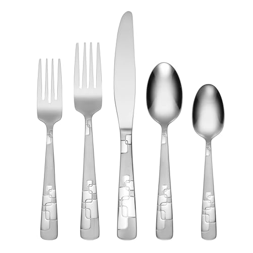 Oneida Quadratic 20-teiliges Besteck-Set für den täglichen Gebrauch, Service für 4, 18/0 Edelstahl, Besteck-Set, 9,1 x 16 x 26,2 cm von Oneida