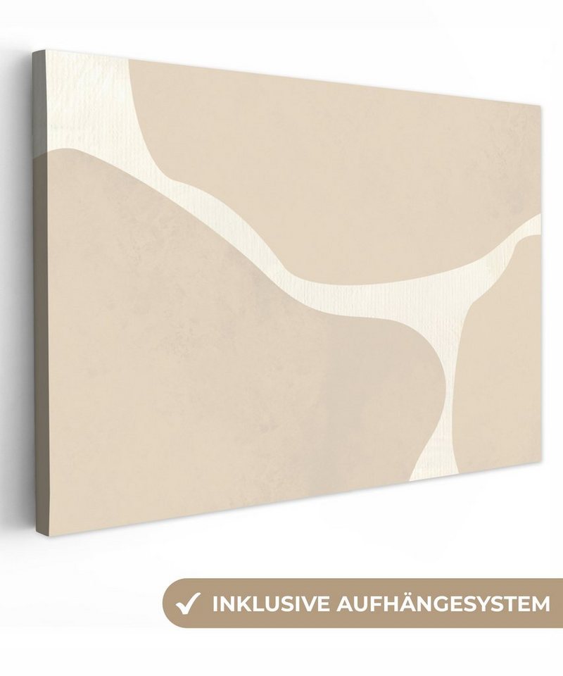 OneMillionCanvasses® Leinwandbild Abstrakt - Beige - Moderne Kunst, (1 St), Wandbild Leinwandbilder, Aufhängefertig, Wanddeko, 30x20 cm von Onemillioncanvasses