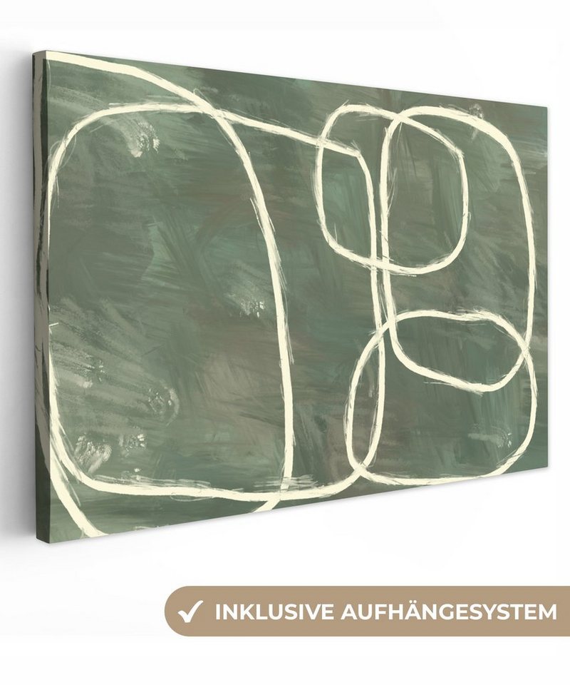 OneMillionCanvasses® Leinwandbild Abstrakt - Grün - Kunst - Modern, (1 St), Leinwand Bilder Klein, Wand Dekoration 30x20 cm von Onemillioncanvasses