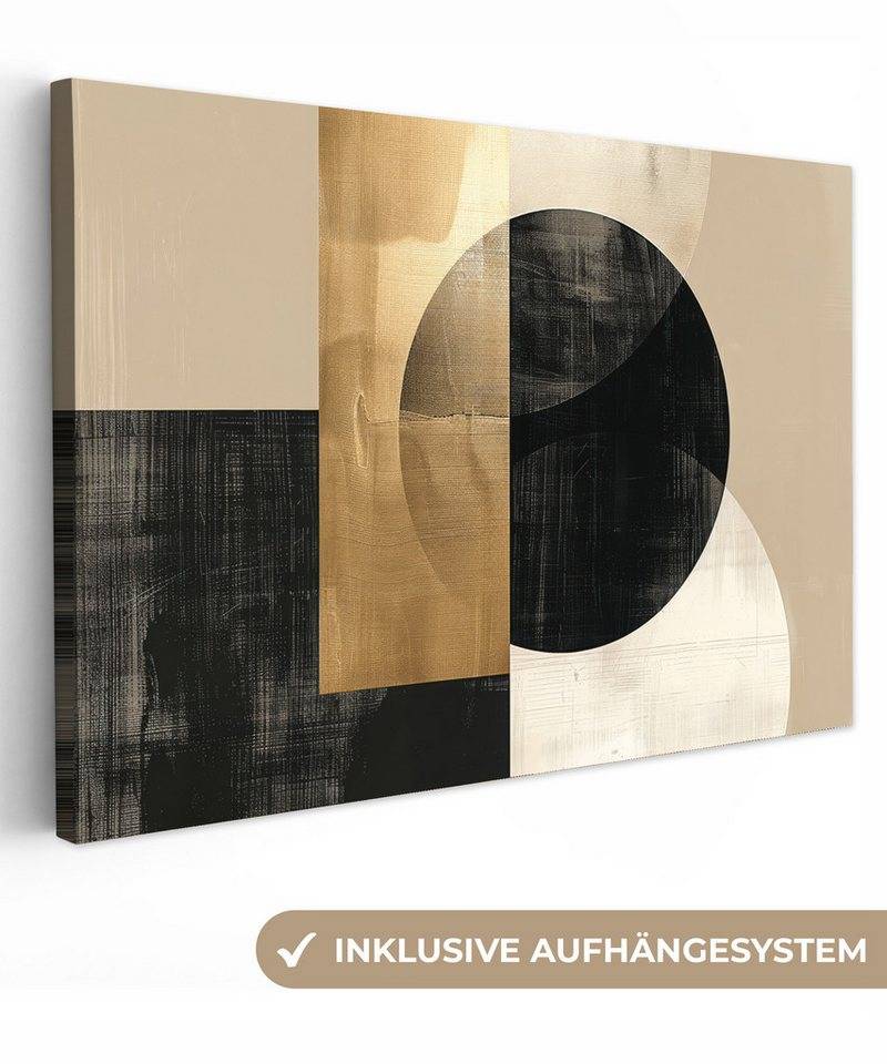 OneMillionCanvasses® Leinwandbild Abstrakt - Modern - Schwarz - Gold, (1 St), Leinwand Bilder Klein, Wand Dekoration Aesthetic 30x20 cm von Onemillioncanvasses