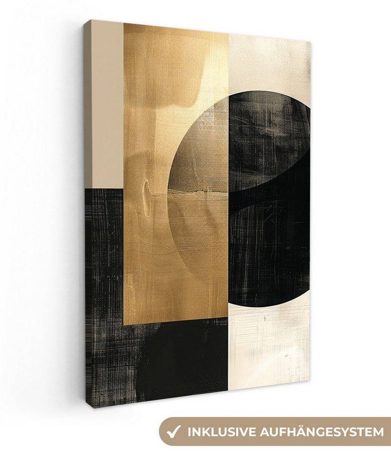 OneMillionCanvasses® Leinwandbild Abstrakt - Modern - Schwarz - Gold, (1 St), Leinwand Canvas Wandbild, Wanddekoration 20x30 cm von Onemillioncanvasses