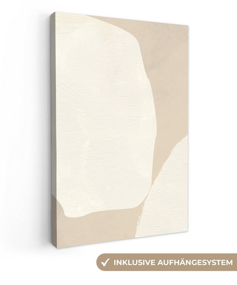 OneMillionCanvasses® Leinwandbild Beige - Abstrakt - Modern, Beige, Weiß (1 St), Leinwand Wandbild, Wanddekoration 20x30 cm von Onemillioncanvasses
