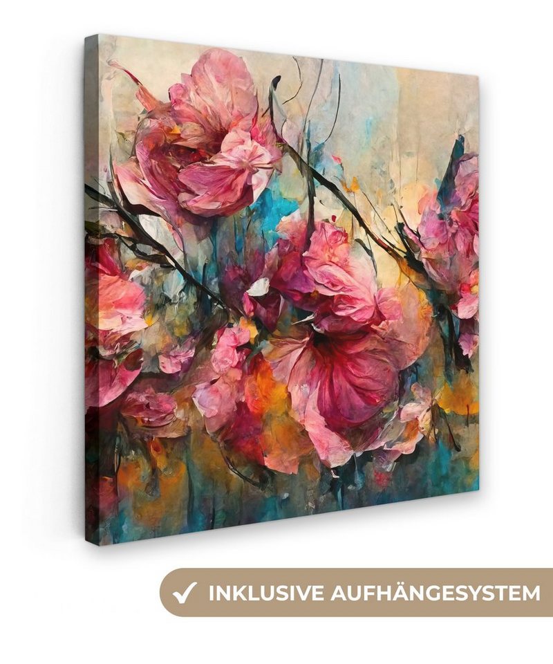 OneMillionCanvasses® Leinwandbild Kunst - Blumen - Rosa - Rosen - Natur, (1 St), Wandbild, Deko Schlafzimmer Wohnzimmer Flur 20x20 cm von OneMillionCanvasses®