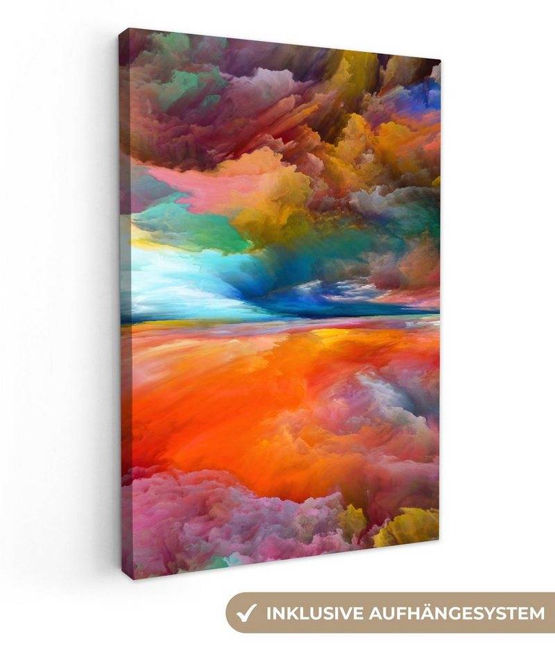 OneMillionCanvasses® Leinwandbild Kunstdrucke - Ölfarbenoptik - Abstrakt - Wolken, (1 St), Leinwand Canvas Wandbild, Wanddekoration 20x30 cm von Onemillioncanvasses