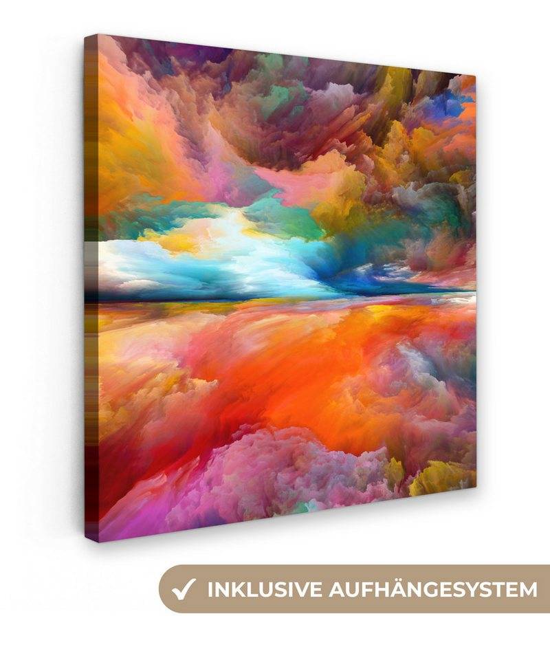 OneMillionCanvasses® Leinwandbild Kunstdrucke - Ölfarbenoptik - Abstrakt - Wolken, (1 St), Wandbild, Deko Schlafzimmer Wohnzimmer Flur 20x20 cm von Onemillioncanvasses