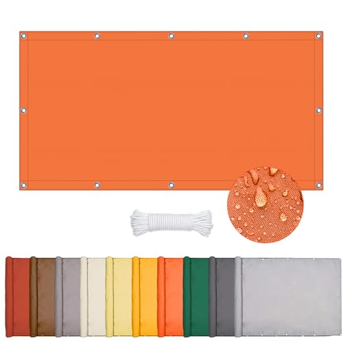 ONESHLEE Sonnensegel Wasserdicht Rechteckig, Sonnenschutz Balkon Terrasse, Markisenstoff Uv Schutz Hitzeschutz Ohne Bohren, Segeltuch Mit Ösen Und Seil Für Pergola (Orange, 1.5 * 2m) von Oneshlee