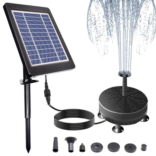 Solar Springbrunnen Für Außen 3.5W, Solarbrunnen Für Draussen Mit 3M Kabel, 6 Fontänenstile, Solar Teichpumpe Für Außen 180L/H Springbrunnen Solar Teich Für Garten, Vogel-Bad von Oneshlee