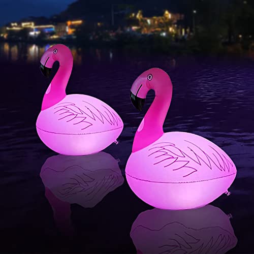 Solarlampen Für Außen Pool, Pool Aufblasbar Lampe Solar, IP68 Wasserdicht Schwimmbad Licht Solar Wetterfest, Flamingo Solarkugeln, Für Draußen Innen Garten Balkon Boden Teich Terrasse (2stück) von Oneshlee