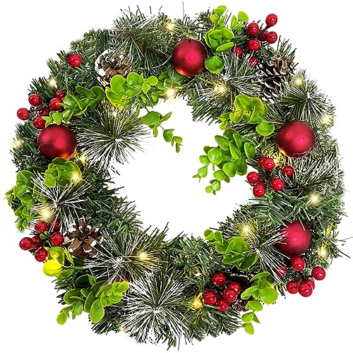 Weihnachtskranz Für Tür Mit Led Beleuchtet, Türkranz Weihnachten Außen Mit Rot Kugeln, Kranz Weihnachten Haustür Outdoor Zum Aufhängen, Weihnachtsdeko Innen Tisch Fenster Tischdeko Amerikanisch (30CM) Weihnachtskranz Für Tür Mit Led Beleuchtet, Türkranz Weihnachten Außen Mit Rot Kugeln, Kranz Weihnachten Haustür Outdoor Zum Aufhängen, Weihnachtsdeko Innen Tisch Fenster Tischdeko Amerikanisch (30CM) von Oneshlee