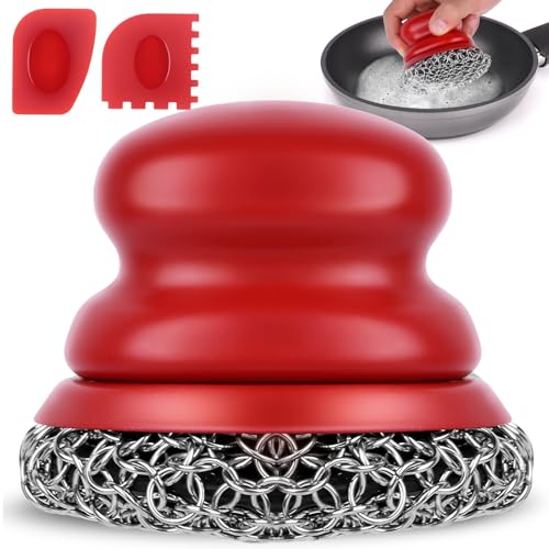 Onewly Gusseisen-Schrubber und Schaber, Kettennetzschrubber aus Gusseisen zum Reinigen von Geschirr, Suppentöpfen, Pfannen, Grills, Gusseisenpfannen, Geschirrscheuerschwämmen Onewly Gusseisen-Schrubber und Schaber, Kettennetzschrubber aus Gusseisen zum Reinigen von Geschirr, Suppentöpfen, Pfannen, Grills, Gusseisenpfannen, Geschirrscheuerschwämmen von Onewly