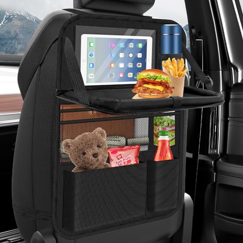 Oneyus Auto Organizer, Autositz Organizer Große Rückenlehnenschutz Auto Kinder Multifunktional Wasserdicht Rücksitz Organizer mit Klapptisch, Tablet Tasche und Viele Taschen-Schwarz von Oneyus