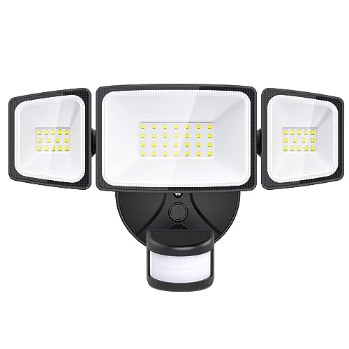 Onforu LED Strahler mit Bewegungsmelder Außen 36W, 3600LM LED Strahler Außen, Aussenleuchte mit verstellbaren 3 Köpfe, 6500K Kaltweiß LED Scheinwerfer, IP65 Wasserdicht Flutlicht für Garage, Garten von Onforu