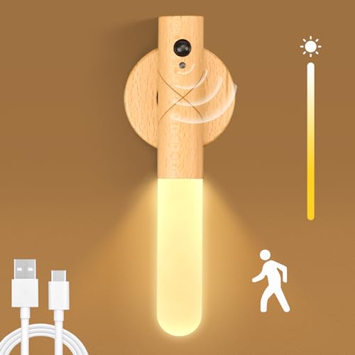 Onftrym LED Wandleuchte Innen,Akku Wandleuchte mit Bewegungssensor,3 Farbmodi Dimmbar Nachttischlampe,USB Aufladbare kabellose magnetische Wandleuchte für Treppe Wohnzimmer Schlafzimmer von Onftrym