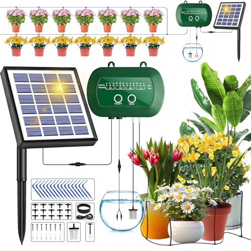 Onherm Solar Bewässerungssystem Automatische Tropfbewässerung, Selbstbewässerungssystem 12 Timing Modi und 15M Tropfschlauch Solar Bewässerung für Indoor, Balkon, Garten, Topfpflanzen im Freien Onherm Solar Bewässerungssystem Automatische Tropfbewässerung, Selbstbewässerungssystem 12 Timing Modi und 15M Tropfschlauch Solar Bewässerung für Indoor, Balkon, Garten, Topfpflanzen im Freien von Onherm