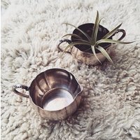 Vintage Silber-Teller Sahne Und Zucker Set/Zwei Wikinger Teller E.p. Kupfer Besteck Milchkännchen Offene Zuckerdose Sukkulenten Übertopf Plat Pots von OniANDBauFINDS