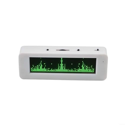 Audio-Spektrum-Analysator, 8,9 cm (3,12 Zoll), bunt, OLED-Musikspektrum, elektronische Uhr, Sprachsteuerung, Rhythmus-Licht, digitaler Grafik-Equalizer, Heim-Stereo-Equalizer (grün) von Oniissy