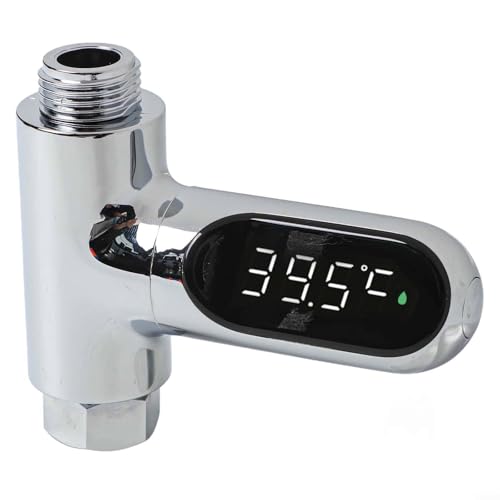 Digitales LED-Duschthermometer, selbstgenerierend, Echtzeit-Wasserdurchflusstemperatur-Monitor, mit 360° drehbarem Bildschirm, für Kinder, ältere Haustiere, passend für 1,27 cm Rohr von Oniissy