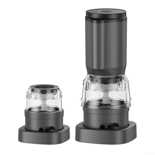 Elektrisches Salz- und Pfeffermühlen-Set – tragbare USB-wiederaufladbare Kinder-Pfeffermühle – verstellbare automatische Salz- und Pfeffermühle – One-Touch-Bedienung (grau) von Oniissy