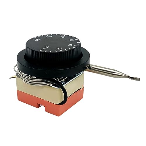 Knopfthermostat, 0-120 ° C Temperaturregler, Flüssigkeits-Erweiterungsknopf Temperaturregelung Wasserboiler Thermostat für Hausklimaanlage und Belüftung von Oniissy