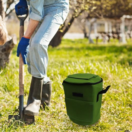 Kompostsack Gartenabfalleimer Vliesstoff Große Kapazität 5 Gallon/19L Fallen Leaf Bag Garbage Compost Bin Outdoor Küche Abfall Entsorgung Komposter Bin (Grün) von Oniissy
