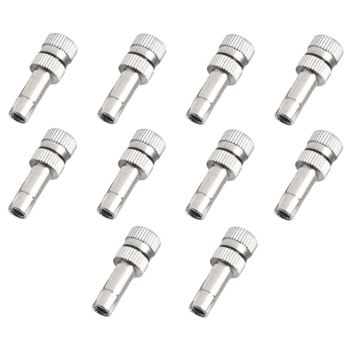 Oniissy 10 Stück Kupfer-Sprühdüsen-Set, Schnellverbindung, Sprinklerkopf, feiner Nebel, Sprühdüsen für Garten, Gewächshaus, Terrasse, Bewässerungssystem (0,6 mm) von Oniissy