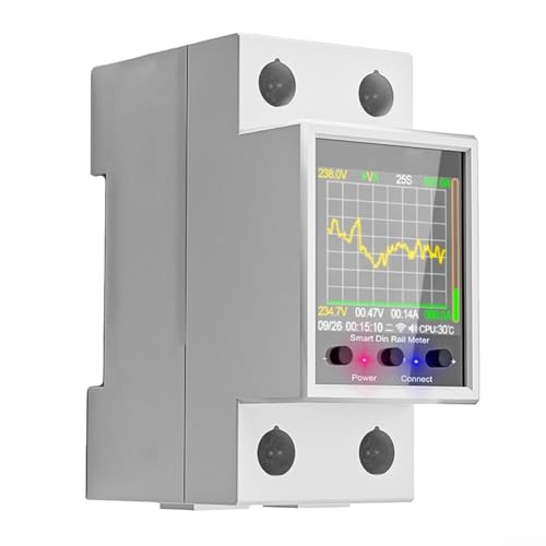 Oniissy 100 A WiFi-fähiger Schienenmessgerät, Leckschutzschalter, Schalter für Tuya Smart-Systeme mit Digitalanzeige für genaue Energieüberwachung (WiFi N-Schalter) von Oniissy